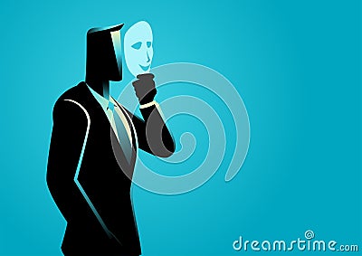 Two businessmen talking with each other using mask Vector Illustration