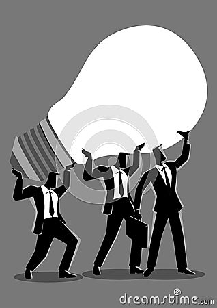 Businessmen lifting up a light bulb together Vector Illustration