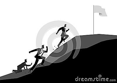 Businessmen racing uphill to seize the flag Vector Illustration