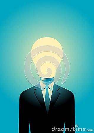 Light bulb head businessman Vector Illustration