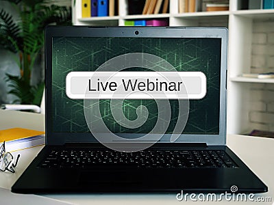 Business concept about Live Webinar with inscription on the page Stock Photo