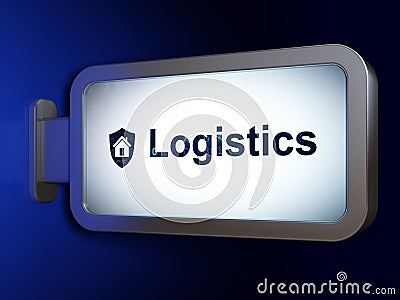 Business concept: Logistics and Shield on billboard background Stock Photo