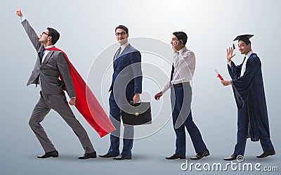 Business concept with man progressing through stages Stock Photo