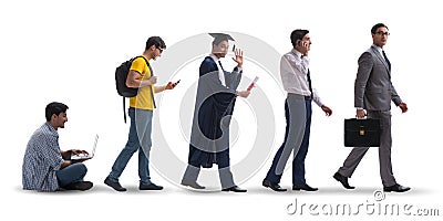 The business concept with man progressing through stages Stock Photo