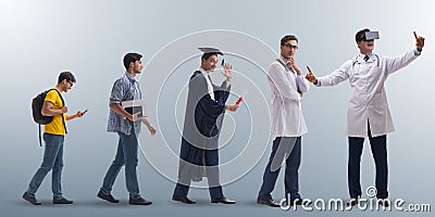 The business concept with man progressing through stages Stock Photo