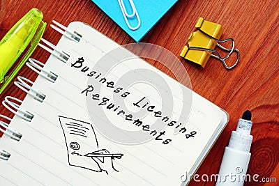 Business concept meaning Business Licensing Requirements with inscription on the page Stock Photo