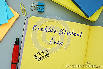 Business concept meaning Credible Student Loan with sign on the page Stock Photo