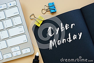 Business concept meaning Cyber Monday with inscription on the page Stock Photo