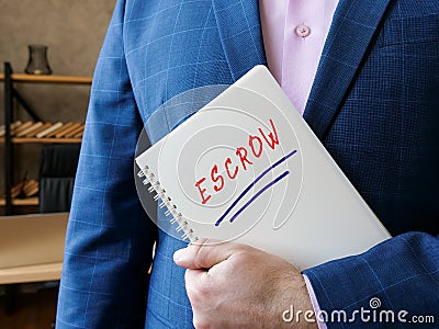 Business concept meaning ESCROW with phrase on the piece of paper Stock Photo