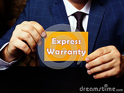 Business concept meaning Express Warranty with inscription on blank business card Stock Photo