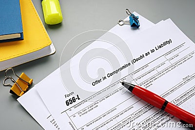 Business concept meaning Form 656-L Offer in Compromise Doubt as to Liability with phrase on the sheet Stock Photo