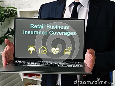 Business concept meaning Retail Business Insurance Coverages with sign on the page Stock Photo