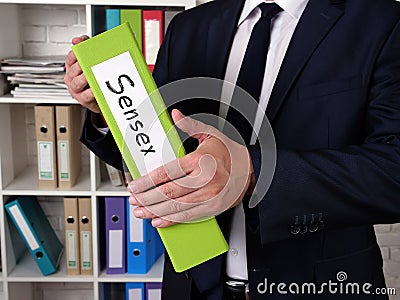 Business concept meaning Sensex with inscription on the piece of paper Stock Photo