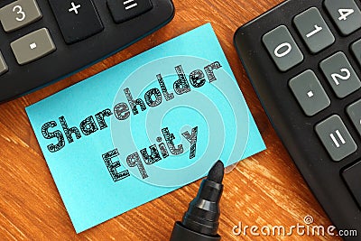 Business concept meaning Shareholder Equity with inscription on the sheet Stock Photo