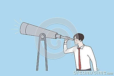 Business concept, monitoring through binoculars concept Vector Illustration