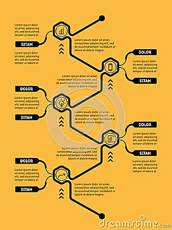 Business concept with options, parts, steps or technology processes. Vector web template for presentation or mindmap. Time line o Vector Illustration
