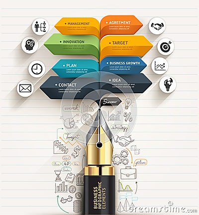 Business concept. Pen and bubble speech arrow template. Vector Illustration