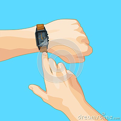 Business concept picture with mechanical hand watch. Vector illustration isolate Vector Illustration