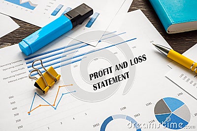 Business concept about Profit and Loss Statement with phrase on the piece of paper Stock Photo