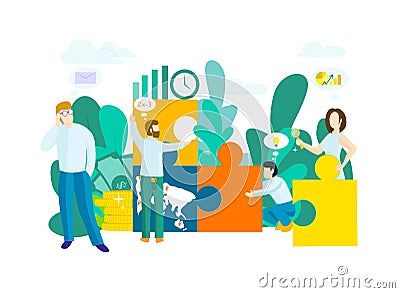 Business concept with puzzle. Vector Illustration