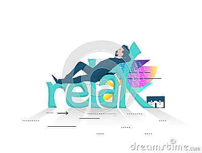 Business concept of relaxing and rest. Vector Illustration