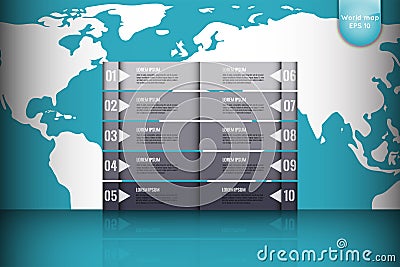 Business concept. Set of infographic elements world map, banners for options, parts or steps.Can be used for web Vector Illustration