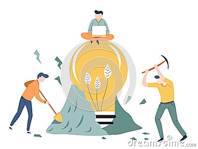 Business concept startup finding idea light bulb Vector Illustration