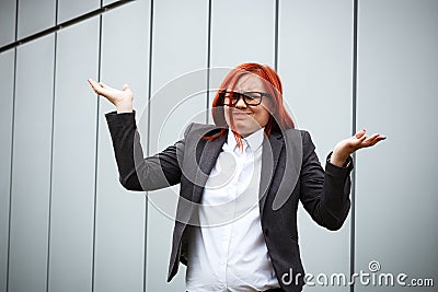 Business concept of success. Serious Successful Woman boss, in a Stock Photo