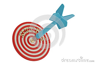 Business concept success target and darts. 3D illustration. Cartoon Illustration