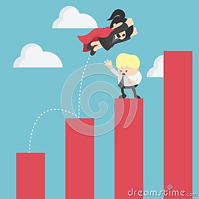 Business concept .Super business jumps over the lows.competitor Vector Illustration