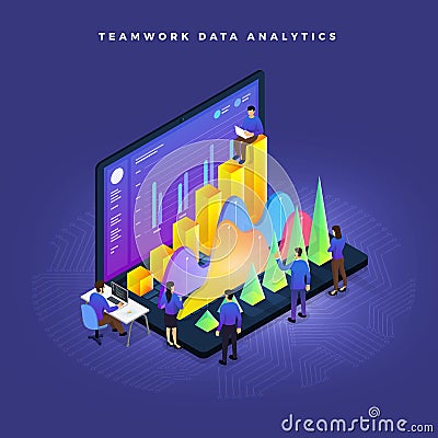 Isometric Data Analytics Vector Illustration