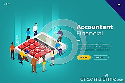 Isometric Financial Accountant Vector Illustration