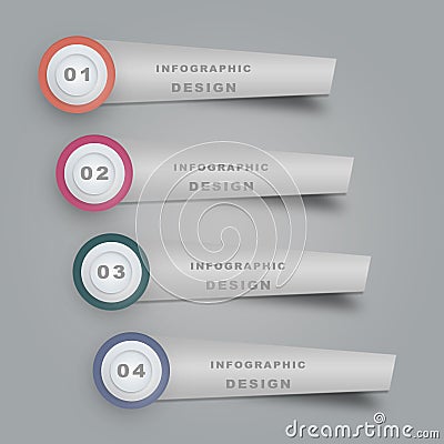 Business concept timeline. Infograph template, realistic paper 4 steps infographic Stock Photo