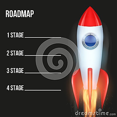 Business concept of timeline roadmap with rocket Vector Illustration