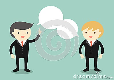 Business concept, Two businessmen are talking the same thing. Vector Illustration
