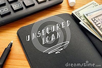 Business concept about UNSECURED LOAN with inscription on the page Stock Photo