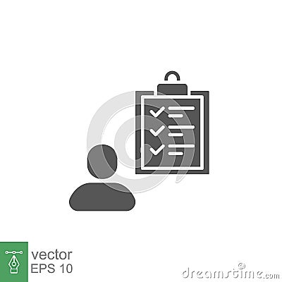 Business Concept Work with clients glyph icon. Candidate qualification job interview Vector Illustration