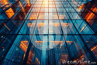 business concepts, Blurred glass wall of a office building. Stock Photo