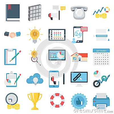 Business Concepts Color Vector Icons Set Vector Illustration