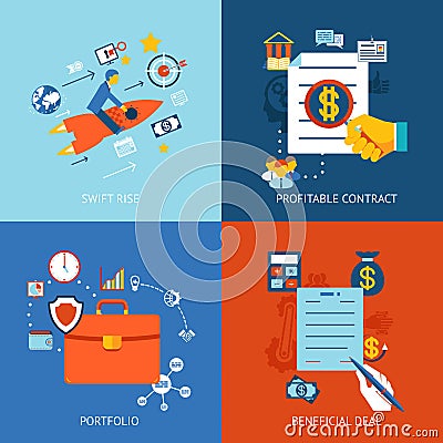 Business concepts set Vector Illustration