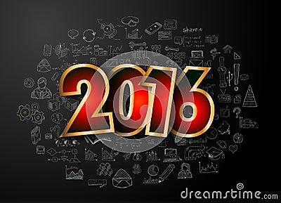 2016 Business Conceptual creative drawing business success strategy Vector Illustration