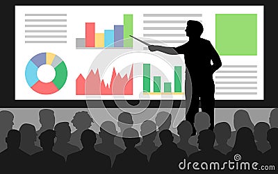 Business conference, presentation charts. Vector Illustration