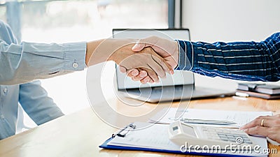 Business confident handshake and business people after discussing , success concept Stock Photo