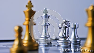 Business confrontation battle make by chess Stock Photo