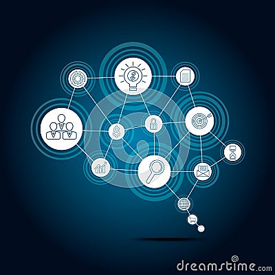 Business connection concept in form of brain symbol. Vector Illustration