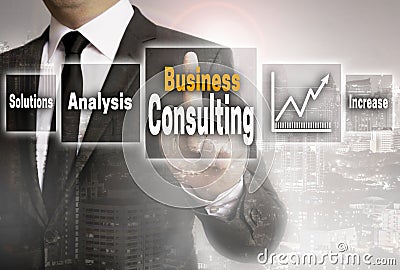 Business consulting businessman with city background concept Stock Photo