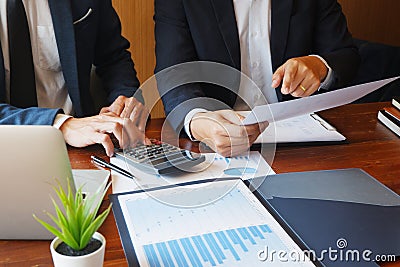 Business consulting businessman meeting brainstorming report project analyze Stock Photo