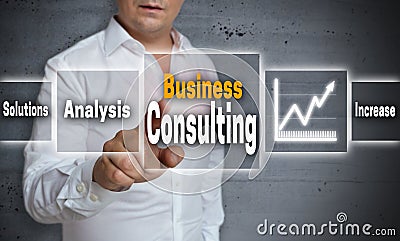 Business consulting concept background is shown by man Stock Photo