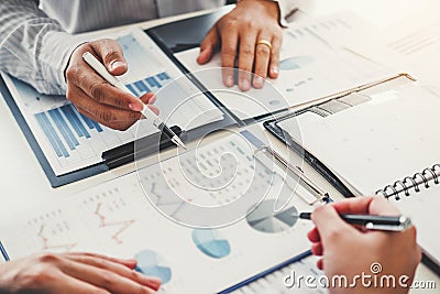 Business Consulting meeting working and brainstorming new business project finance investment concept Stock Photo