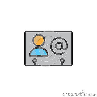 Business contact filled outline icon, line vector sign, linear colorful pictogram. Vector Illustration